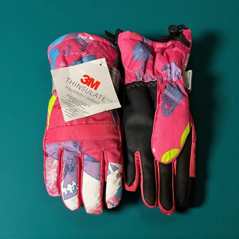 3M Thinsulate Ski Gloves Pastel Warm Waterproof Breathable Snow Girls M